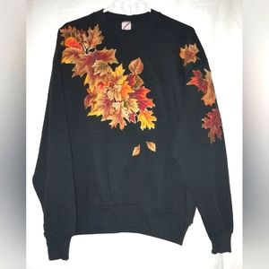 Gold Puff Glitter  Fall Leaves Sweatshirt